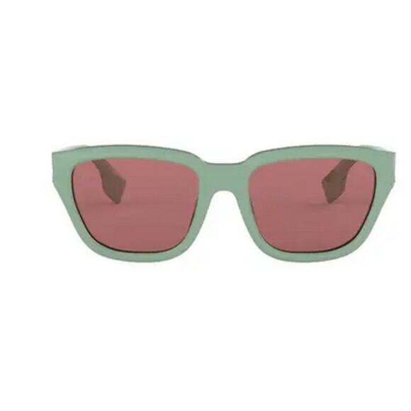 Burberry 54mm Square Sunglasses Frame Green Lens Violet - Picture 1 of 12